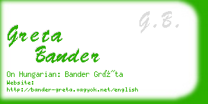 greta bander business card
